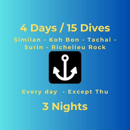 4 Days / 3 Nights – 15 Dives Similan, Koh Bon, Tachai, Surin & Richelieu Rock