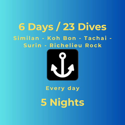 6 Days / 5 Nights – 23 Dives Similan, Koh Bon, Tachai, Surin & Richelieu Rock